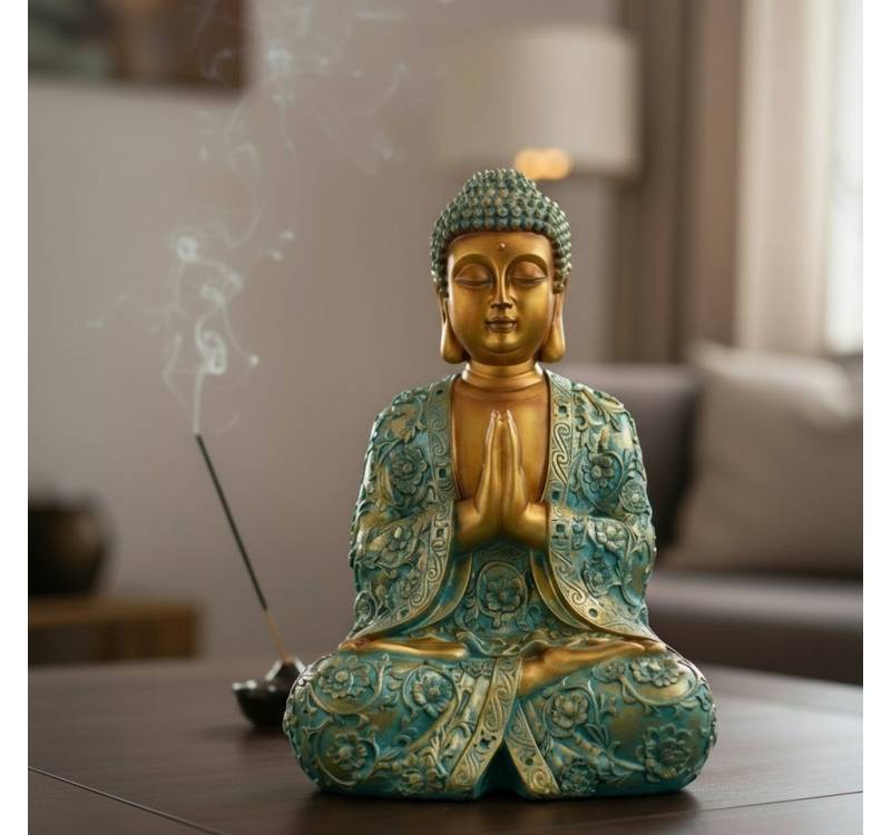 MF Buddhafigur Buddha Statue Mintgruen Gold Polyresin 41cm Meditierende Figur (1 St) MF Buddhafigur Buddha Statue Mintgruen Gold Polyresin 41cm Meditierende Figur (1 St) von MF