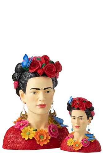 MF Büste von Frida Kahlo aus Polyresin mit Rosenkranz, Bunt – Künstlerische und Inspirierende Dekoration Skulptur (Höhe 22cm) von MF