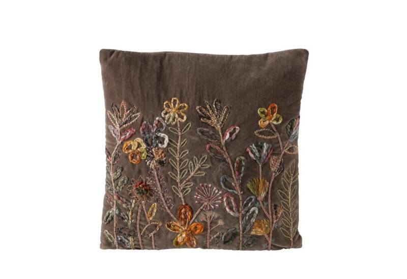 MF Dekokissen Dekokissen Florena Terra 45x45 cm Handbestickt Braun Floral von MF