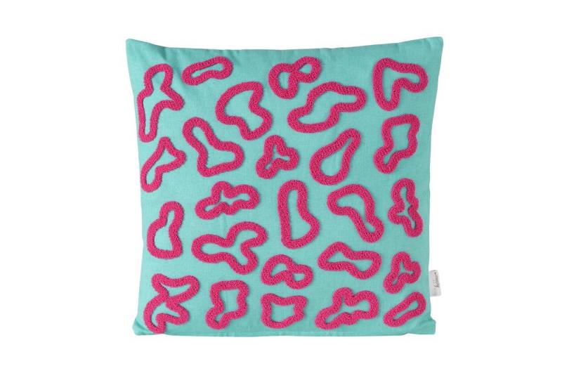 MF Dekokissen Dekokissen Zymboli Türkis Pink 45x45 cm Geometrisches Design von MF