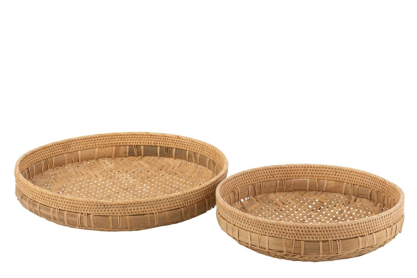 MF Dekoobjekt Exquisites 2er-Set Runde Rattan-Schalen in Naturell Elegante Dekoratio von MF