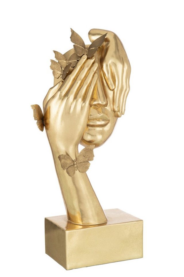 MF Dekoobjekt Gesicht mit Schmetterlingen Skulptur, Polyresin, Gold oder Weiß/Gold - von MF