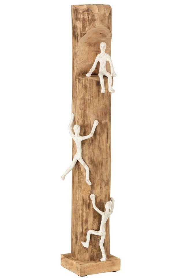 MF Dekoobjekt Natürliche Holzskulptur mit 3 kletternden Figuren aus Aluminium - Einz von MF