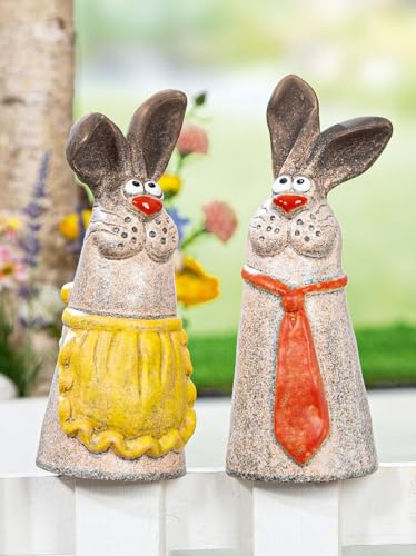 MF Dekorative Keramik-Hasenfiguren für Garten, 23 cm, 2er-Set, Klaus & Claudia Zaunhocker, Wetterfest von MF