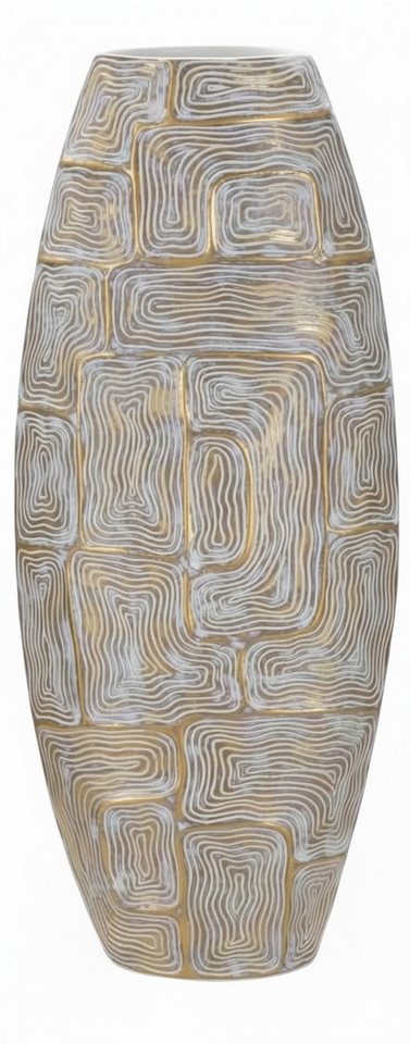 MF Dekovase Vase Aurelia Gold Harz 60cm Dekovase mit Geometrischem Muster (1 St) von MF