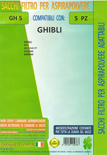 MF GH5 Ersatz-Staubsaugerbeutel für Staubsauger Marke Ghibli AS5, AS 5 Evo FT, 2312043, 6595030 von MF