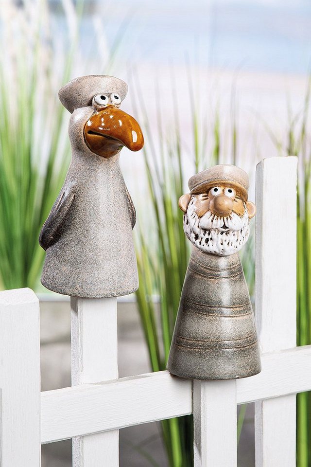MF Gartenfigur 2er Set Maritime Zaunfiguren Matrose und Möwe aus Keramik, (2 St) von MF