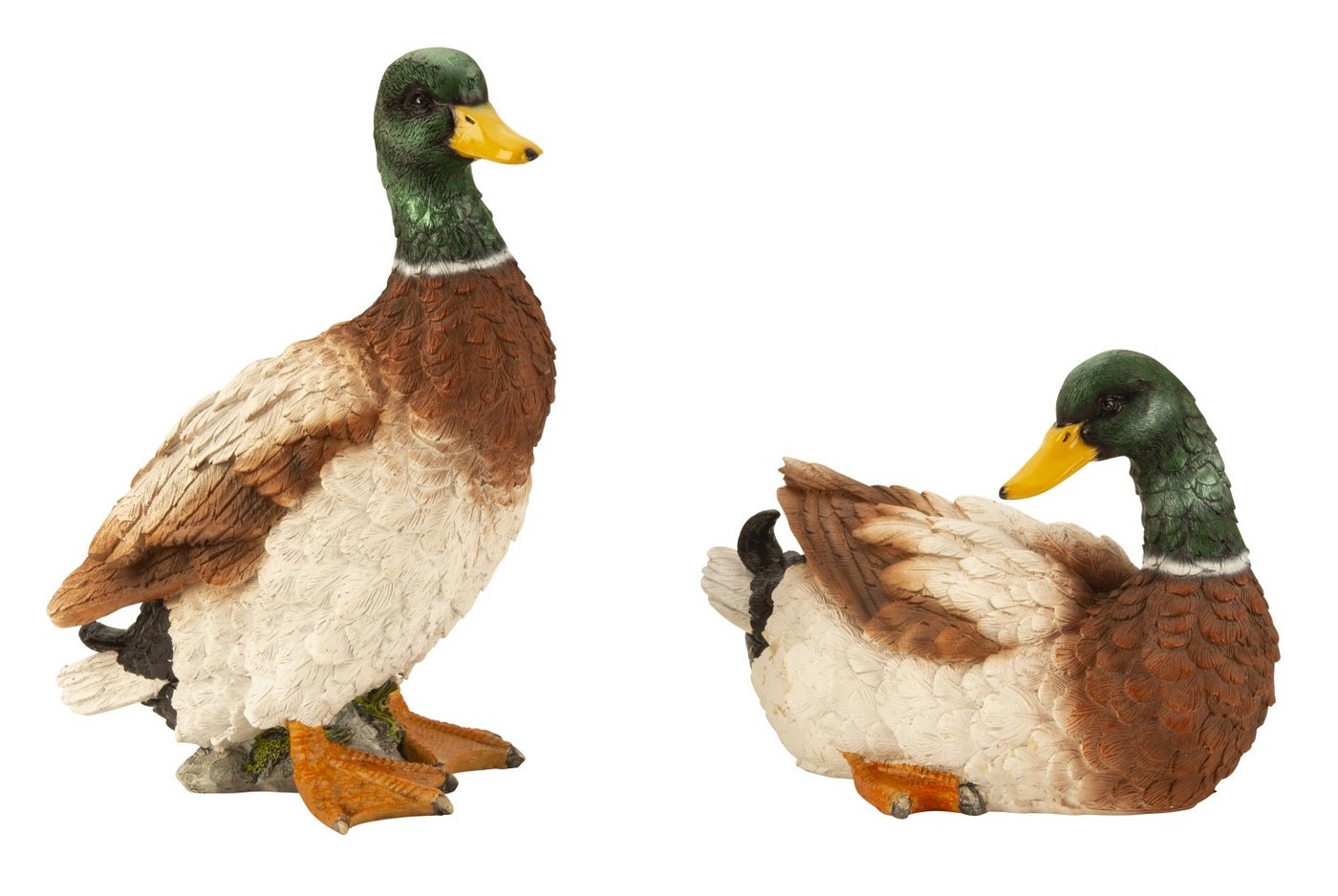 MF Gartenfigur Dekofiguren Entenpaar Aus Polyresin 2er Set Stehend Und Liegend, (2 St) von MF