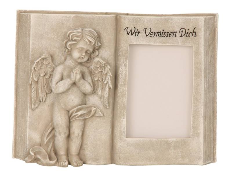 MF Gartenfigur Grabengel Buch mit Foto Wir Vermissen Dich 20 cm, (1 St) von MF