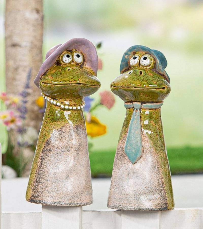 MF Gartenfigur Zaunfiguren Lilly & Max Froschpaar Keramik Grün 22 cm, (2 St) von MF