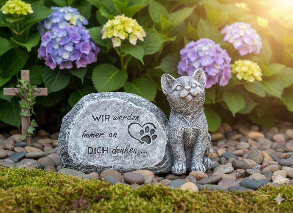 MF Grabkerze Gedenkstein Katzenliebe mit Katze und Spruch (1-tlg) von MF