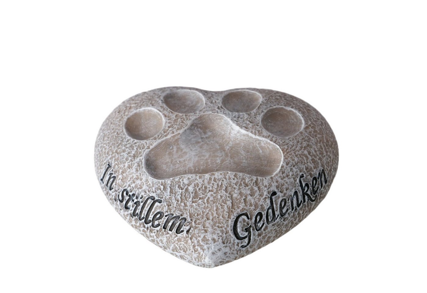 MF Grabkerze Gedenkstein Tristeza Herz grau mit Pfotenabdruck Katze Katzenpfoten (1-tlg) von MF