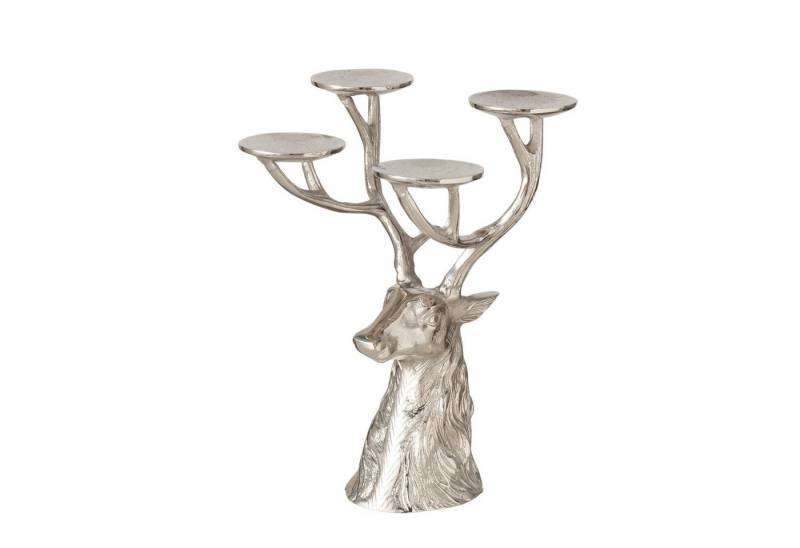 MF Kerzenhalter Kerzenleuchter Russell Silber Hirsch Design Aluminium 4-flammig (1 St) von MF