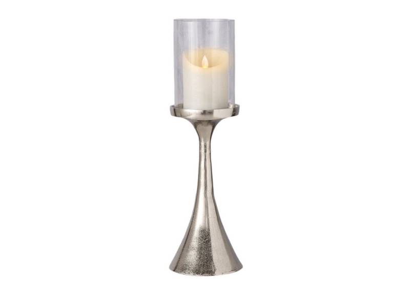 MF Kerzenhalter Windlicht LuisoX – Edler Kerzenhalter aus Aluminium & Glas in Silber (2 St) von MF
