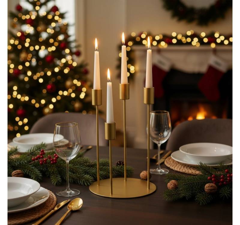 MF Kerzenständer Adventsleuchter Junto Metall Gold Matt Elegant Kerzenleuchter MF Kerzenständer Adventsleuchter Junto Metall Gold Matt Elegant Kerzenleuchter von MF