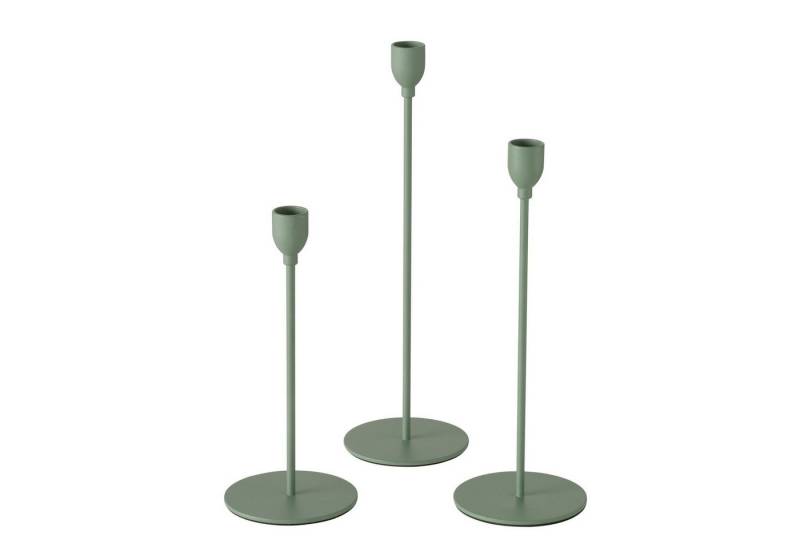 MF Kerzenständer Kerzenleuchter Set Nordic Charm – 3-teilig in mattem Grün (3 St) von MF