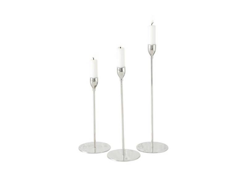 MF Kerzenständer Kerzenleuchter Set Nordic Glow – 3-teilig in glänzendem Silber (1 St) von MF
