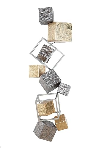 MF Metall Wandrelief 'Cubes' - Handgefertigtes Wandobjekt in Anthrazit, Gold und Silber von MF