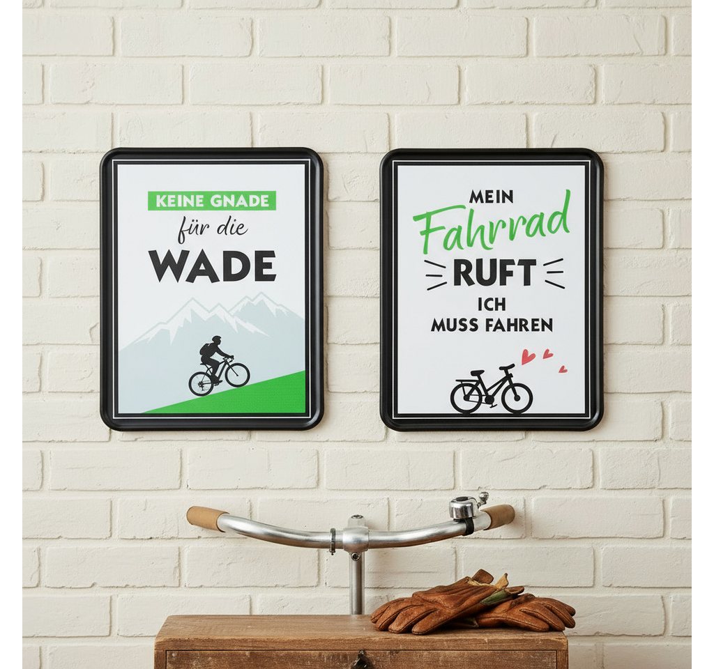 MF Metallschild Metallschild Fahrradliebe rechteckig Wanddeko 2er Set, (2 St) von MF