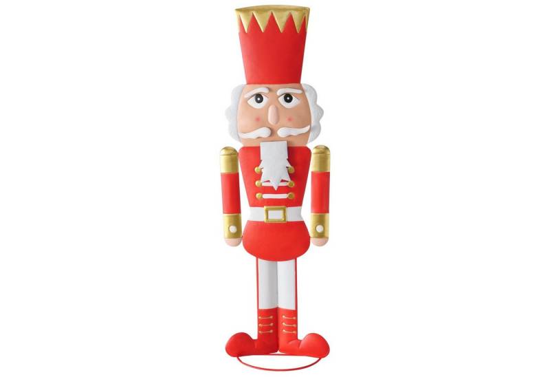 MF Nussknacker Nussknacker Helios Weihnachtsfigur Metall Rot Handgefertigt 115cm, (2-tlg) von MF