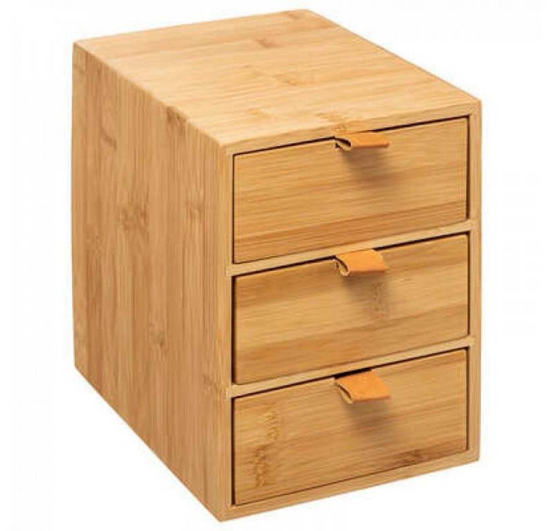 MF Schubladenbox Schreibtisch Organizer Joggy Bambus 3 Schubladen 21 cm, Nachhaltiges Material von MF