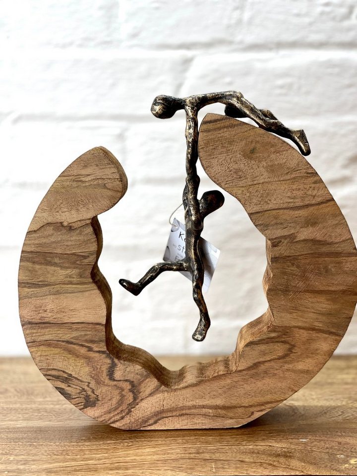 MF Skulptur Figur Skulptur Teamwork Starke Freunde Bronze Mango Holz Alu Höhe 30cm von MF