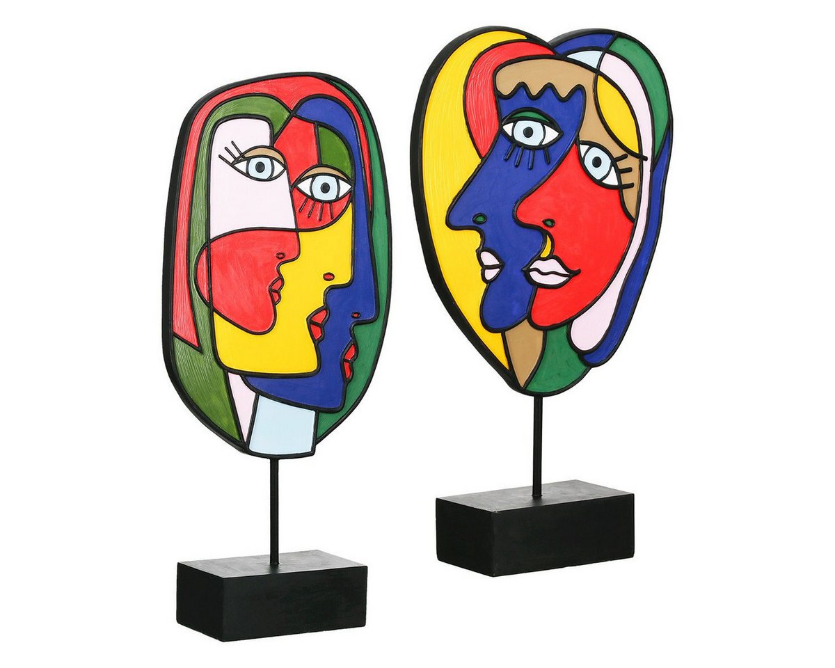 MF Skulptur Skulptur Faces of Art – Bunte Gesichter Deko im modernen Stil 2er Set (2 St) von MF