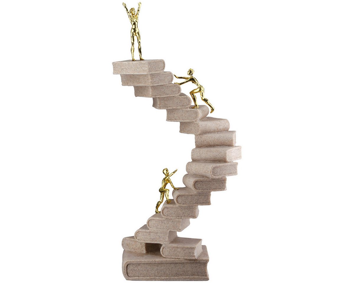 MF Skulptur Skulptur Wissensweg Bücher Treppe Creme Gold 30cm (1 St) von MF