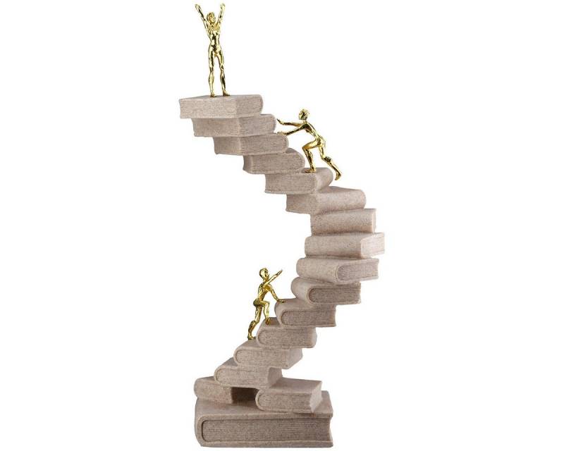 MF Skulptur Skulptur Wissensweg Bücher Treppe Creme Gold 30cm (1 St) von MF