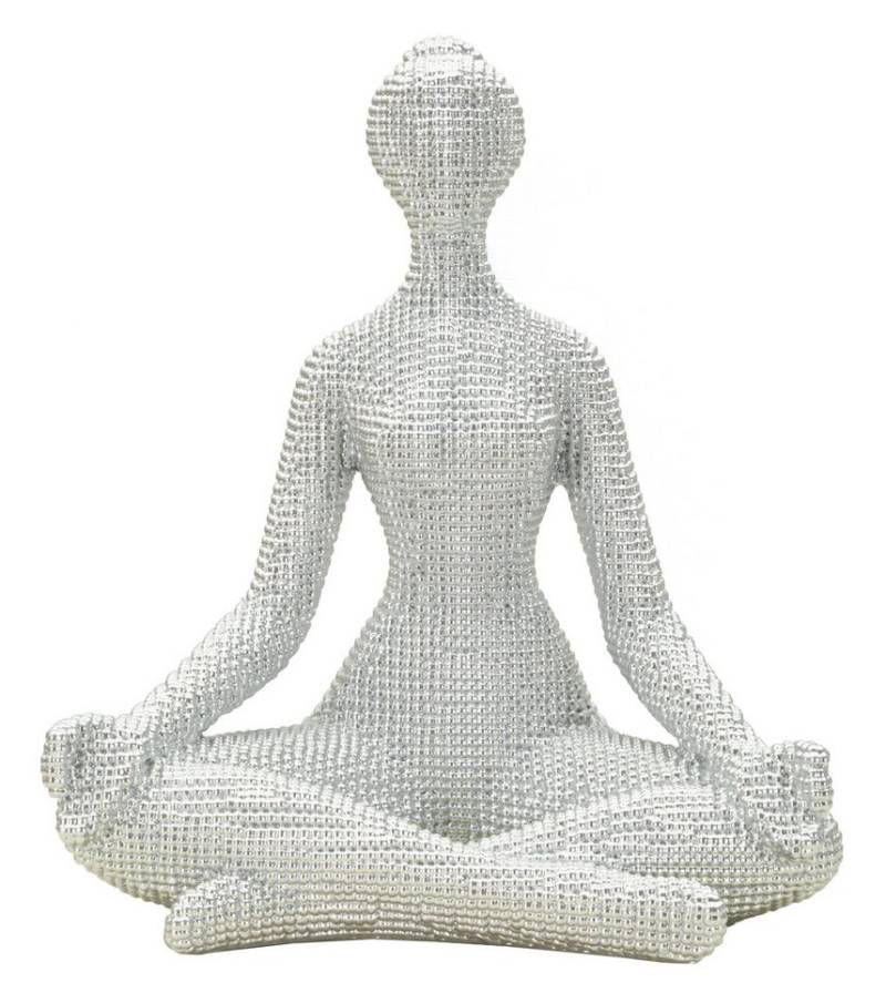 MF Skulptur Skulptur Zen Pearl – Meditierende Figur Yoga in Silberoptik 23cm (1 St) von MF