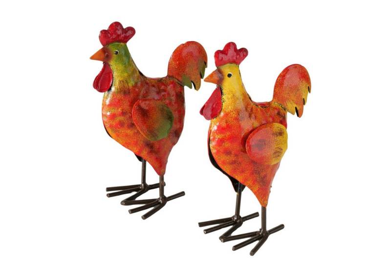 MF Tierfigur Deko Hühner aus Metall Handgefertigt Bunt 2er Set (2 St) von MF