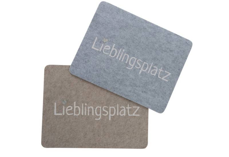 MF Tischläufer Tischset Lieblingsplatz 2er Set Filzoptik Beige Grau (2-tlg) von MF