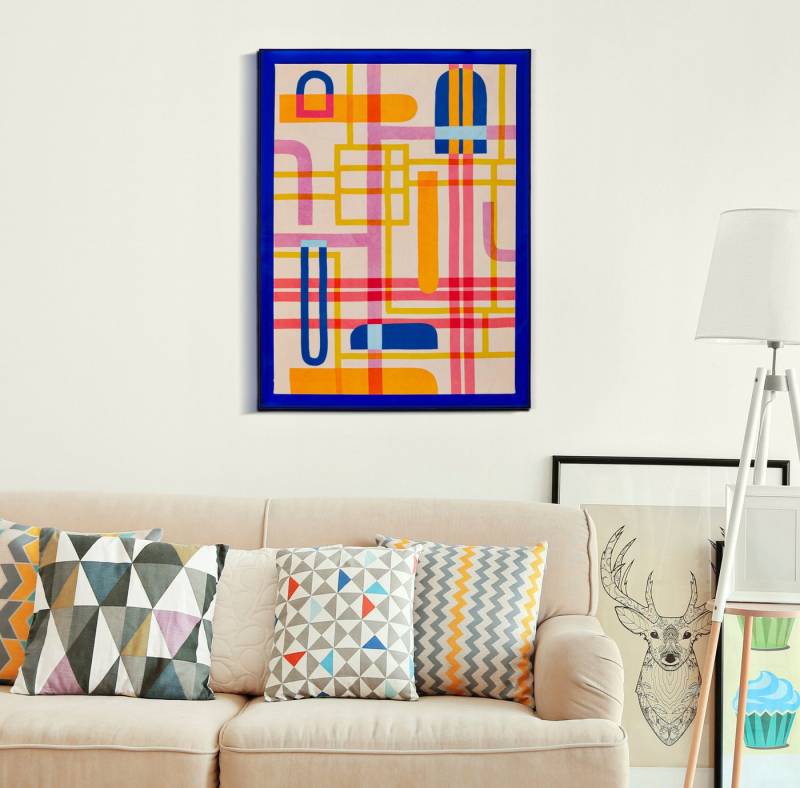 MF Wandbild Wandbild Electric Grid Laccato Modis Blau Acrylrahmen 60x80cm, (1 St) von MF