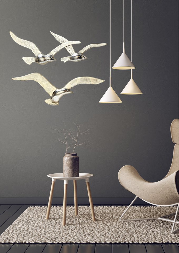 MF Wanddekoobjekt Silbernes Wandobjekt Vogel Set aus Aluminium - 2-teilig Maritim (1 St) von MF