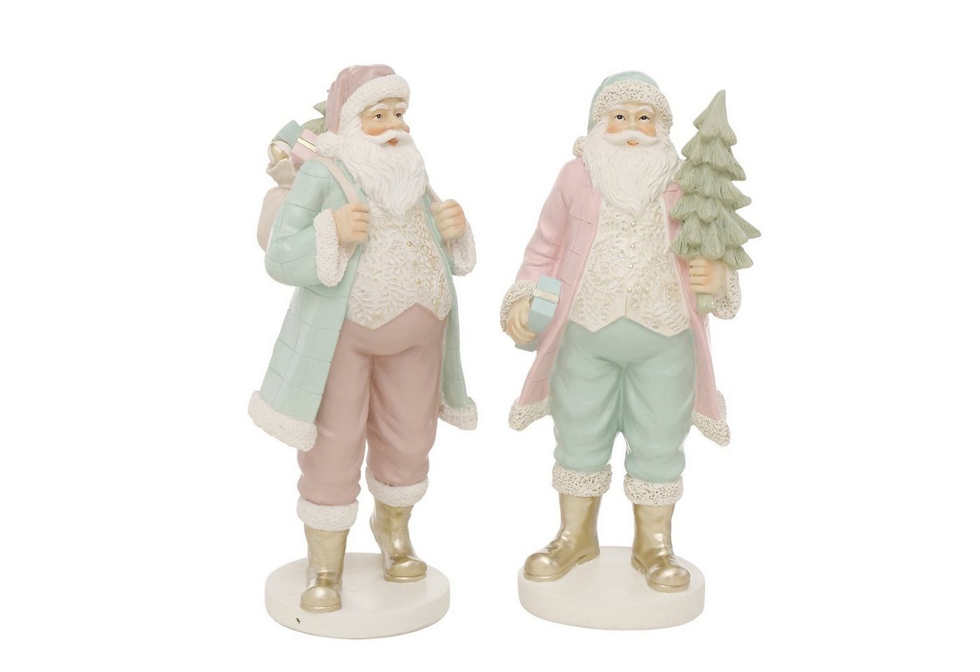 MF Weihnachtsfigur 2er Set Weihnachtsmann Figuren mit Tannenbaum Bunt Höhe 33cm (2 St) von MF