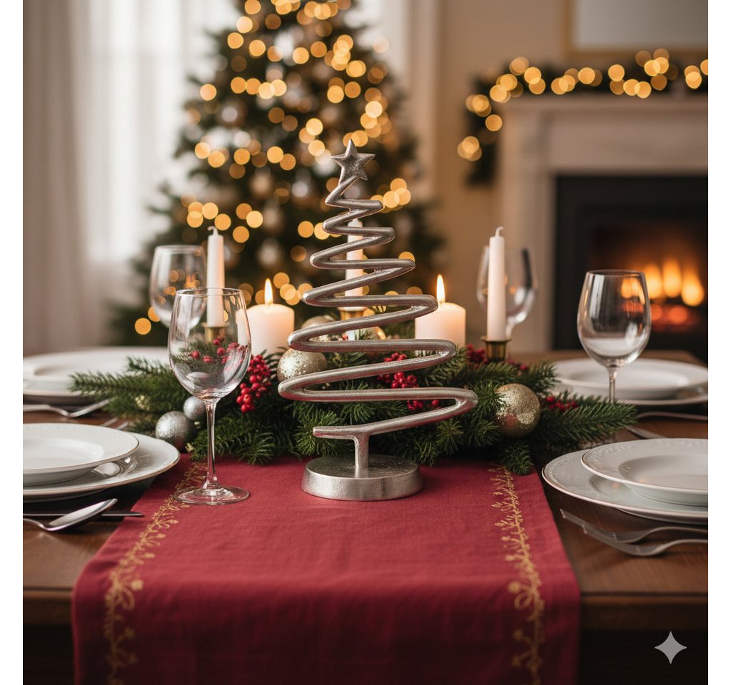 MF Weihnachtsfigur Dekoaufsteller Firo Weihnachtsbaum Silber aus Aluminium Höhe 30cm (1 St) von MF