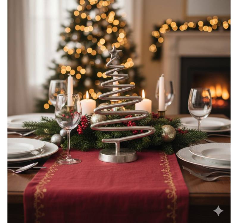 MF Weihnachtsfigur Dekoaufsteller Firo Weihnachtsbaum Silber aus Aluminium Höhe 30cm (1 St) von MF