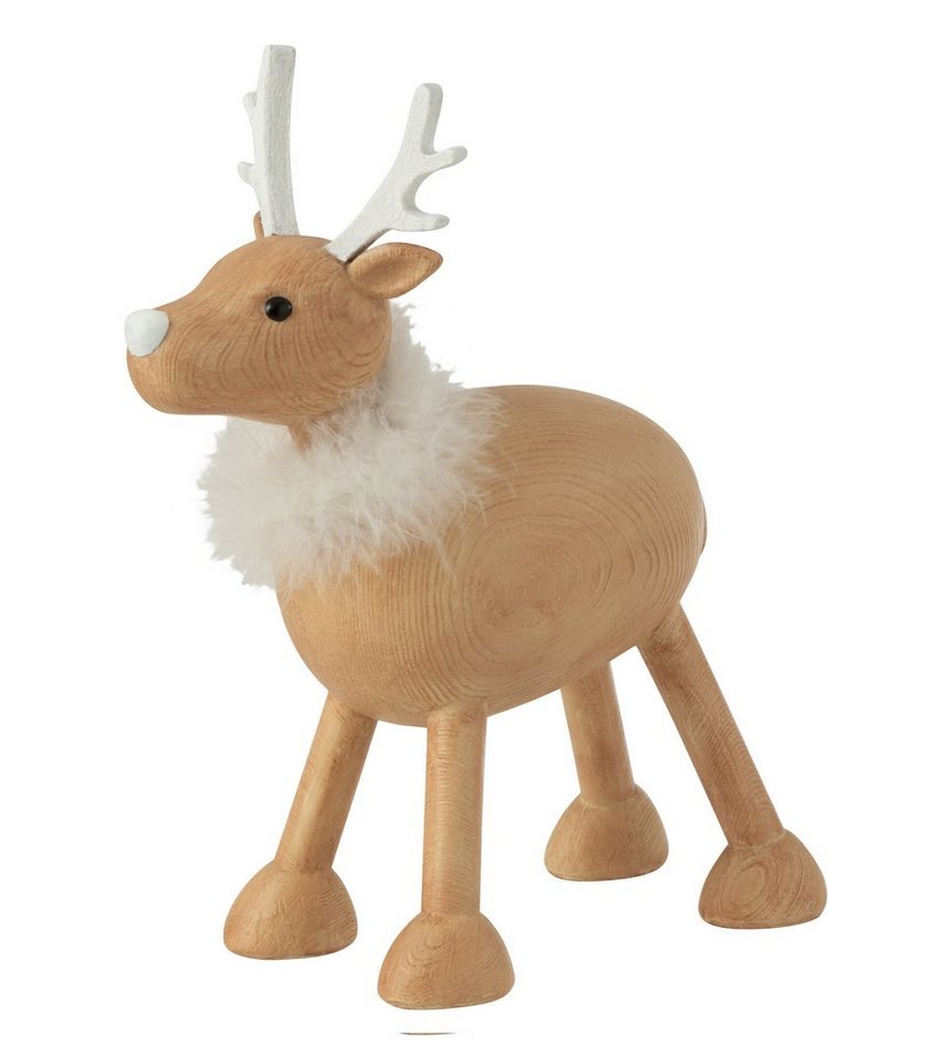 MF Weihnachtsfigur Hirsch Fell Polyresin Skulptur in Naturell/Weiß – Large Edition von MF