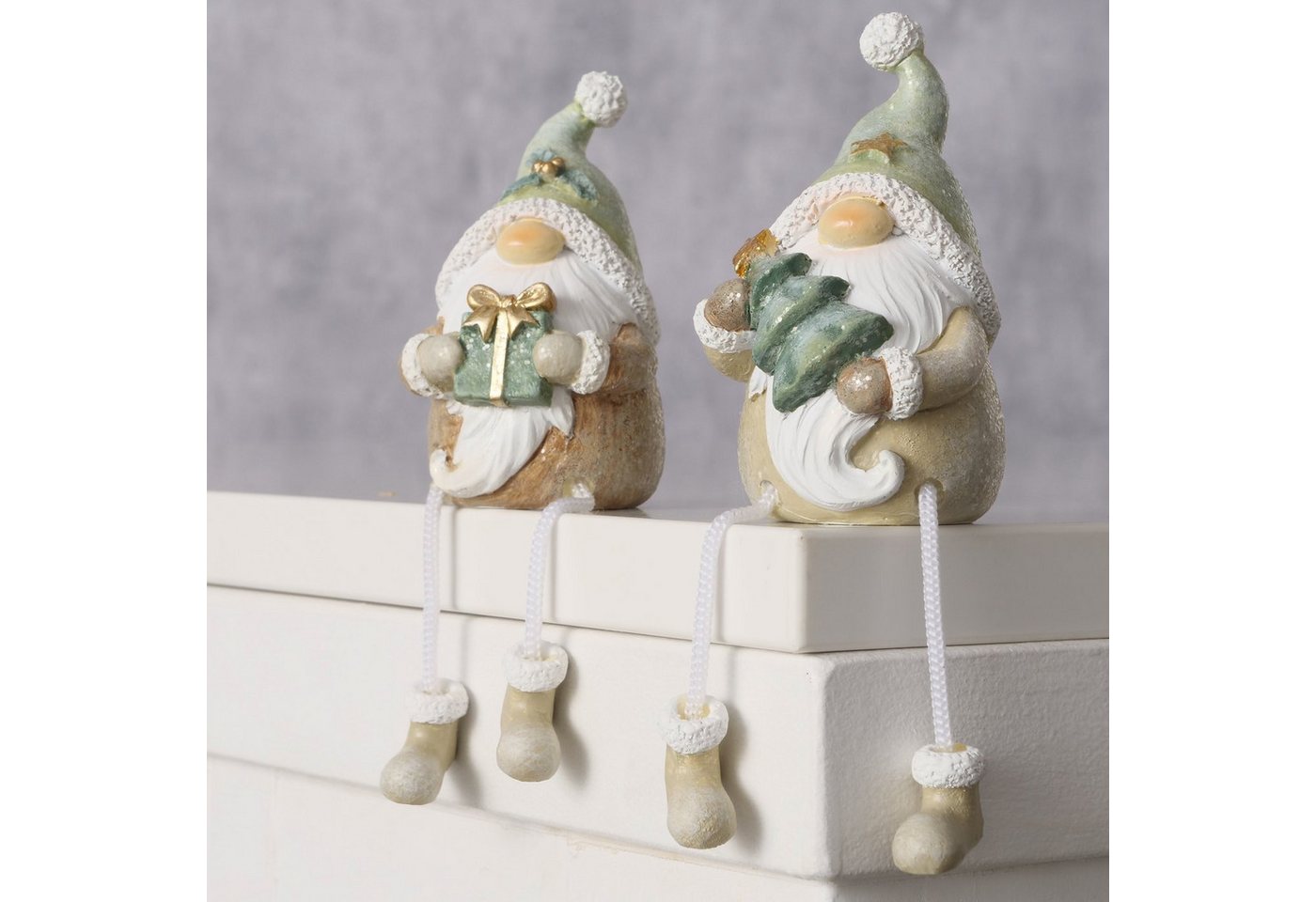 MF Weihnachtsfigur Kantenhocker Lazaro 2er Set Wichtel gruen weiss aus Kunstharz (2 St) von MF