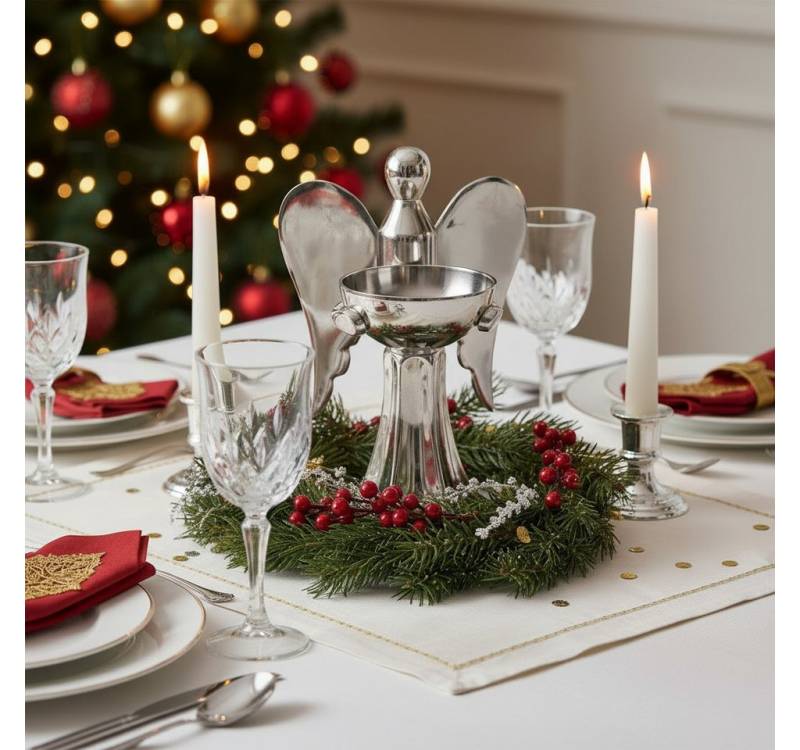 MF Weihnachtsfigur Schale Angelique Engel Deko Silber Aluminium Handarbeit (1 St) von MF