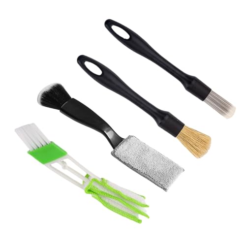 Doppelkopf-Bürste Für Die Autoreinigung 4-teiliges Detailing-Pinsel-Set, Auto-Detailing-Pinsel-Set, Auto-Set Reinigungspinsel für die Reinigung von Autoinnenräumen, Motorrädern von MFCGHXR