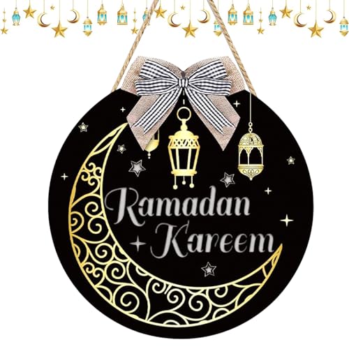Eid Mubarak Ramadan Dekoration - Aus erstklassigem Holz gefertigte Türdekoration, perfekt für Ramadan und Eid Feierlichkeiten von MFCGHXR