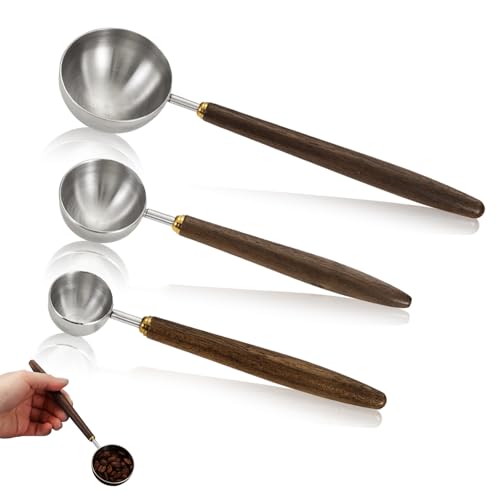 Küchenmesslöffel für Kaffee, Zuckerlöffel,Esslöffel Kaffee,Retro Kaffeelöffel aus Edelstahl mit schwarzem Walnuss MFCGHXRMultifunktionaler Kaffeelöffel ，mit Massivholzgriff von MFCGHXR