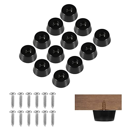 Gummifüße Schraubbar 12 Stück Gummifüße, Schneidebrett Gummifüße mit Edelstahlschrauben, runde Schwarze Gummifüße schraubbar für Holz Tisch- und Stuhlmöbel (0,41" x 0,86") von MFCGHXR