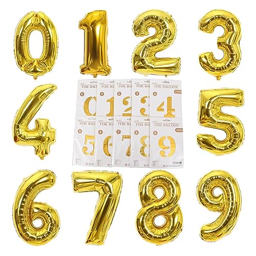 MFCGHXR 10 Stück goldene Luftballons, 32 Zoll 0 bis 9 Zahlenballons Zahlen Gold, Helium Luftballons Zahlen eignen sich für Geburtstag, Hochzeit, Silvester, Bankettdekoration Wiederverwendbare von MFCGHXR