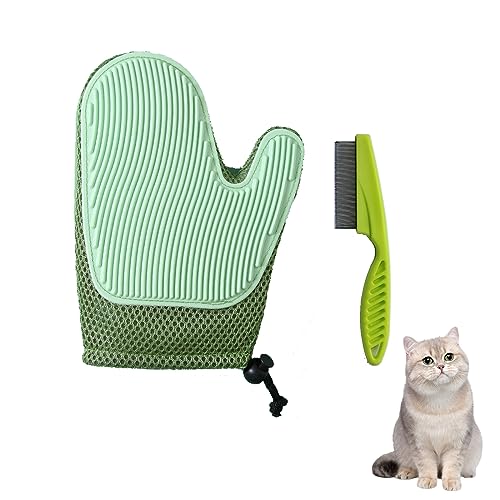 MFCGHXR Katzenhandschuh-Set, Katzenhandschuhe Fellpflege mit Stylingkamm für die Haustierpflege und saubere Haustierpflege für Hunde, Katzen, Pferde usw. von MFCGHXR