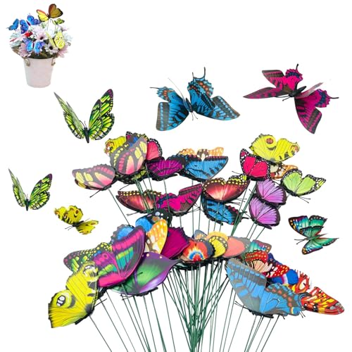 MFCGHXR Unvergleichliche Schmetterling Deko – Bunt und Realistisch, Ideal für Garten und Party Dekorationen – Set von 60 Deko Schmetterlinge mit Clip von MFCGHXR