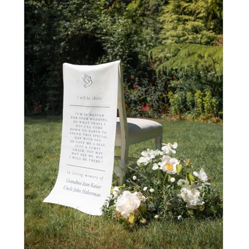 Hochzeitsschild mit Aufschrift "Reserved Chair", personalisierbar, Stoff, Gedenkbanner, Wandteppich, Beileidsgeschenk für Sitzverlust, Hochzeitsstuhl-Dekoration (38 x 152 x 60 Zoll) von MFCHICIFY