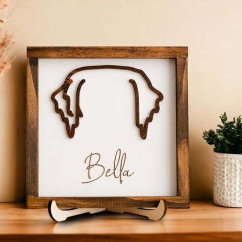 MFCHICIFY Personalisierte Hundeohr-Umrisse, Haustier-Gedenkrahmen, 3D-Hundeohr-Linienzeichnung, gerahmt, individuelles Haustier-Verlust-Schild, Beileidsgeschenk, Haustiergeschenk (30,5 x 20,3 x 20,3 x von MFCHICIFY