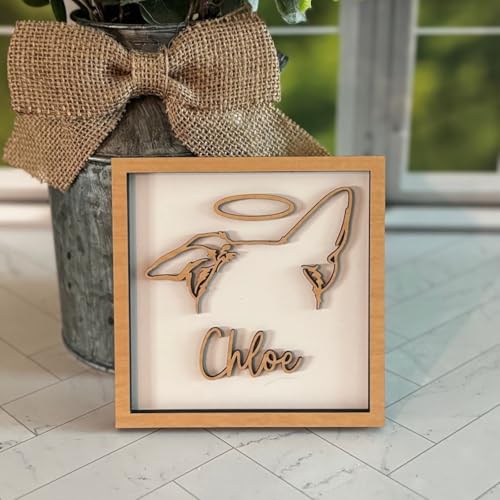 MFCHICIFY Personalisiertes Gedenkgeschenk für Hunde, Hundeohren gerahmt mit Namen, 3D-Holzschild, Trauergeschenk, Haustier-Gedenkrahmen, Geschenk für Tierliebhaber, Geburtstag, Weihnachten (20,3 cm) von MFCHICIFY